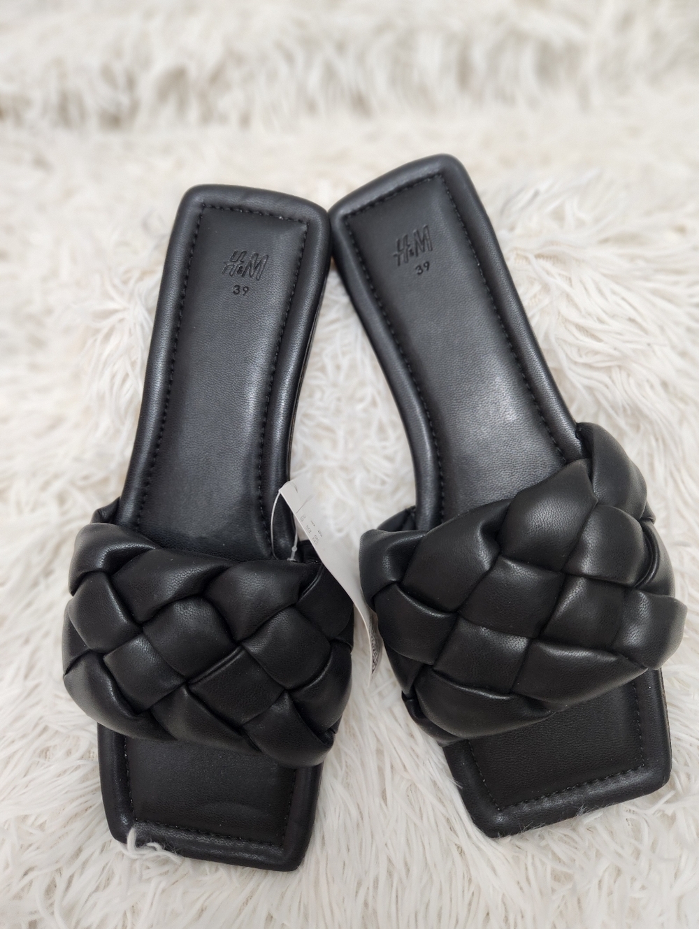NWT H&M Padded Braided Slides - Taupe Brown - Size 8 (EU 39)